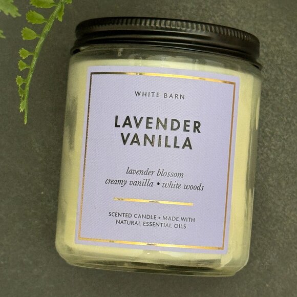 BBW Lavender Vanilla White Barn Bath & Body Works Mason Jar Single Wick Candle - Picture 5 of 10